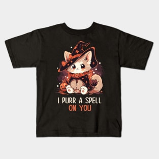 Funny Cat Pun Witch Spell Graphic Men Kids Women Halloween Kids T-Shirt